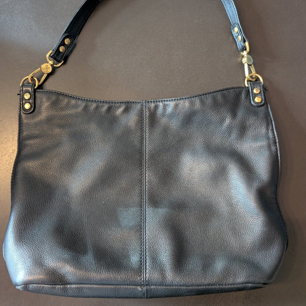 Hobo Pier Shoulder Bag Black Pebbled Leather